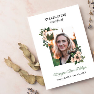 Blush Pink Florals Photo Celebrating Life Program