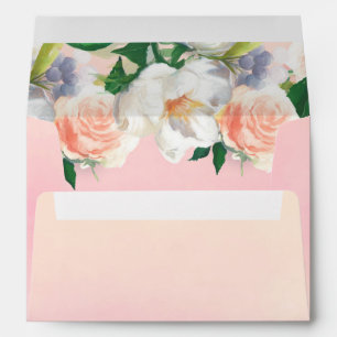 Blush pink florals rose gold envelope