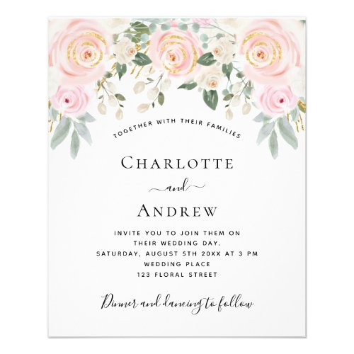 Blush pink florals social media wedding budget flyer