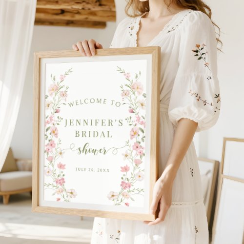 Blush Pink Flower Boho Bridal Shower Welcome Sign