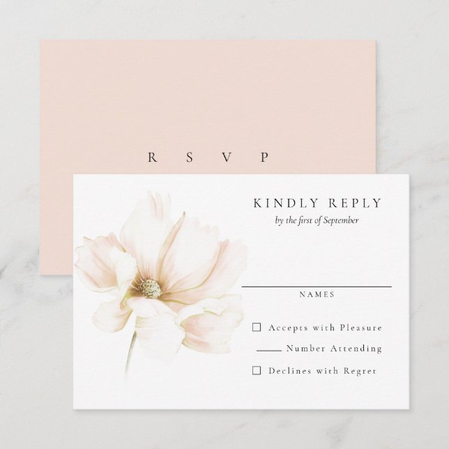 Blush Pink Flower Wedding RSVP Reply Card (Front/Back)