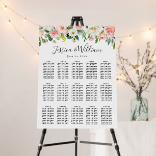Blush Pink Flowers 15 Tables Wedding SEATING CHART Foam Board
