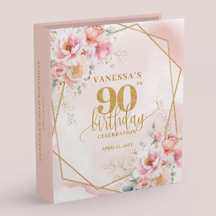 Blush Pink Flowers 90th Birthday Keepsake Binder 