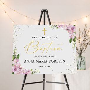 Blush Pink Flowers and Gold Gross Girl Baptism Foam Board