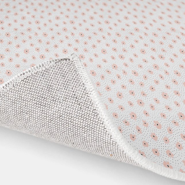Blush Pink Flowers and Polka Dots Pattern Nursery Rug (Indoor)