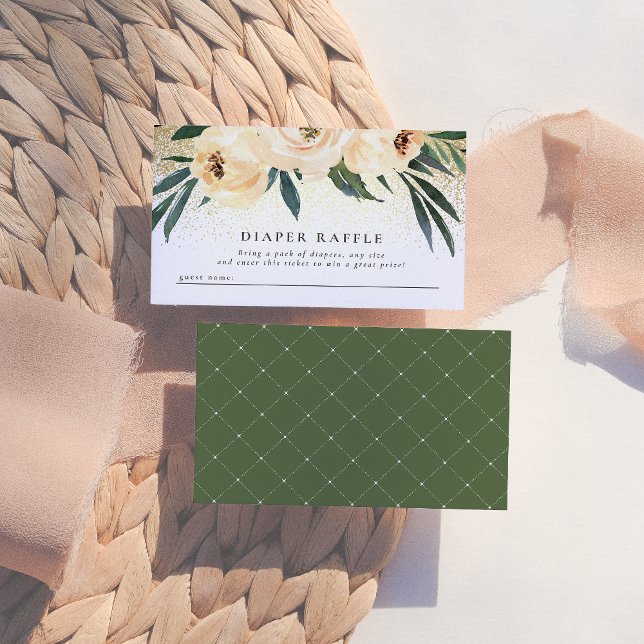 Blush Pink Flowers Baby Shower Diaper Raffle Enclosure Card (Creator Uploaded)