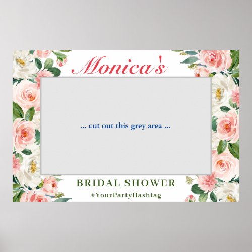 Blush Pink Flowers Bridal Shower Photo Prop Poster