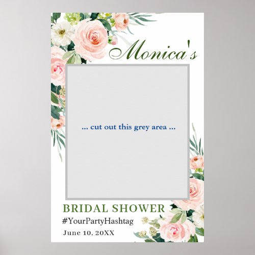 Blush Pink Flowers Bridal Shower Photo Prop Poster