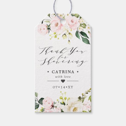 Blush Pink Flowers Bridal Shower Thank You Gift Tags