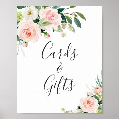 Blush Pink Flowers Cards and Gifts Wedding Poster