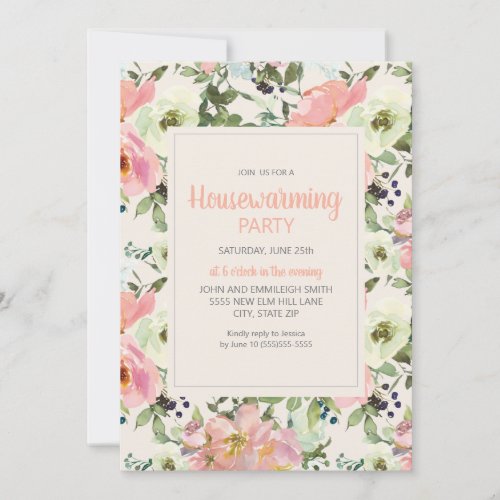 Blush Pink Flowers Cream Sage Green Housewarming