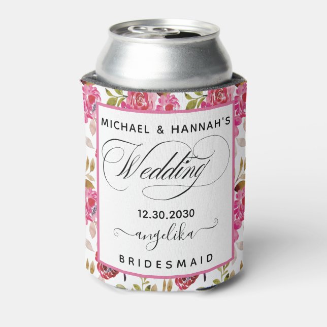 Blush Pink Flowers Custom Whole Entourage  Can Cooler (Can Back)