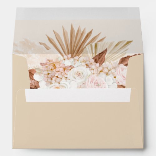 Blush Pink Flowers  Dried Pampas Grass Wedding Envelope