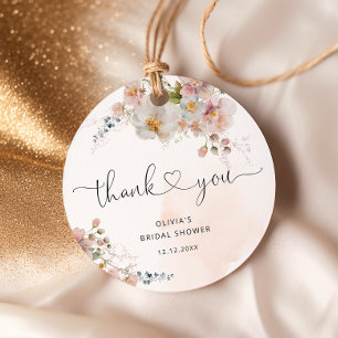 Blush Pink Flowers Elegant Bridal Shower Thank You Favor Tags