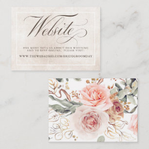 Blush Pink Flowers Elegant Wedding Website Enclosure Card
