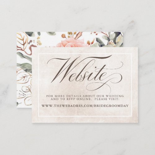 Blush Pink Flowers Elegant Wedding Website Enclosure Card