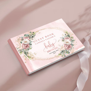Blush Pink Flowers Eucalyptus Baby Girl Guest Book