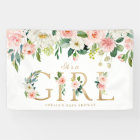 Blush Pink Flowers Gold It's a Girl Baby Shower