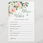 Blush Pink Flowers Greenery Advice & Wishes Card<br><div class="desc">Blush Pink Flowers Greenery Advice & Wishes Card.
Personalize with the bride's name and date of shower. 
For further customization,  please click the "customize further" link. If you need help,  contact me please.</div>
