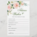 Blush Pink Flowers Greenery Advice & Wishes Card<br><div class="desc">Blush Pink Flowers Greenery Advice & Wishes Card.
Personalize with the bride's name and date of shower. 
For further customization,  please click the "customize further" link. If you need help,  contact me please.</div>