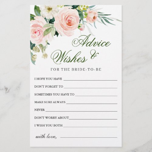 Blush Pink Flowers Greenery Advice  Wishes Card