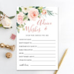 Blush Pink Flowers Greenery Advice & Wishes Card<br><div class="desc">Blush Pink Flowers Greenery Advice & Wishes Card.
Personalize with the bride's name and date of shower. 
For further customization,  please click the "customize further" link. If you need help,  contact me please.</div>