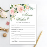 Blush Pink Flowers Greenery Advice & Wishes Card<br><div class="desc">Blush Pink Flowers Greenery Advice & Wishes Card.
Personalize with the bride's name and date of shower. 
For further customization,  please click the "customize further" link. If you need help,  contact me please.</div>