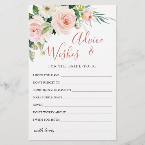 Blush Pink Flowers Greenery Advice  Wishes Card