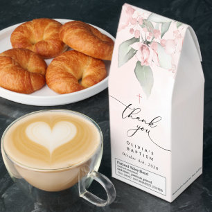 Blush Pink Flowers, Greenery, Boho, Floral Baptism Roasted Coffee