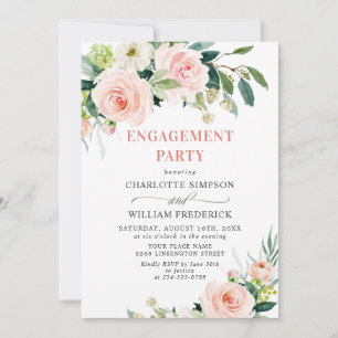 Blush Pink Flowers Greenery ENGAGEMENT PARTY Invitation