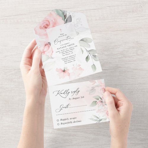 Blush Pink Flowers, Greenery, Floral Confirmation