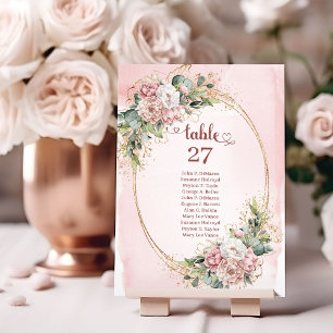 Blush Pink Flowers Greenery Gold Glitter Table Sig Number