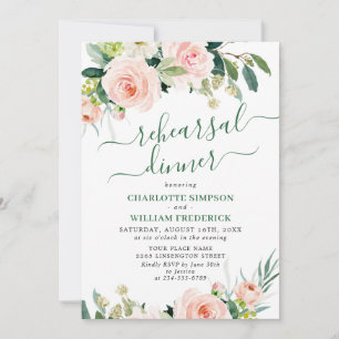 Blush Pink Flowers Greenery REHEARSAL DINNER Invitation
