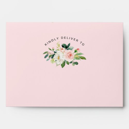 Blush Pink Flowers Greenery Watercolor Floral Enve Envelope