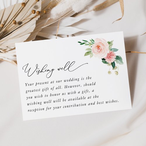 Blush Pink Flowers Greenery Wedding Wishing Well Enclosure Card