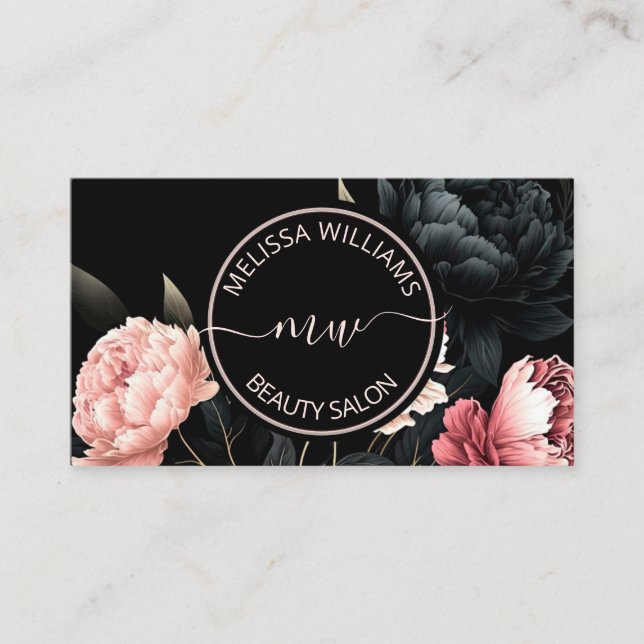 Blush Pink Flowers Logo Business Card (Front)
