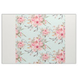 Blush Pink Flowers on Light Blue Fabric
