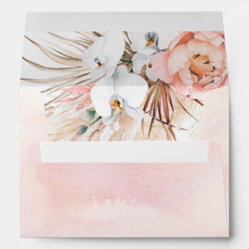 Blush Pink Flowers Pampas Grass Elegant  Envelope