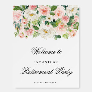 Blush Pink Flowers Retirement Party Welcome Sign