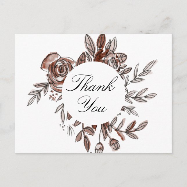 blush pink flowers thank you postcard (Front)