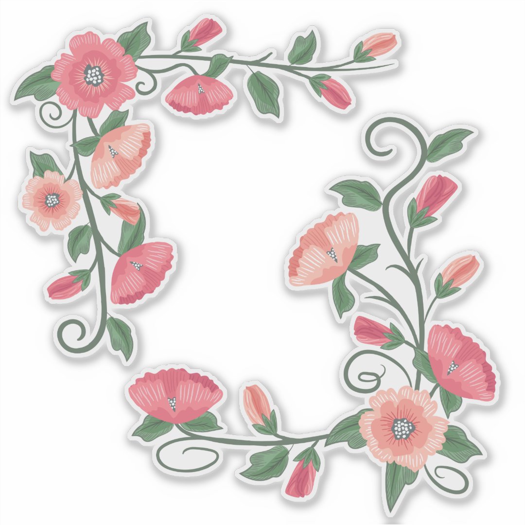 Blush Pink Flowers Vines Sticker Zazzle