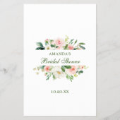 Blush Pink Flowers Watercolor Bridal Shower Game (Back)