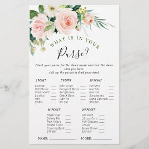 Blush Pink Flowers Watercolor Bridal Shower Game