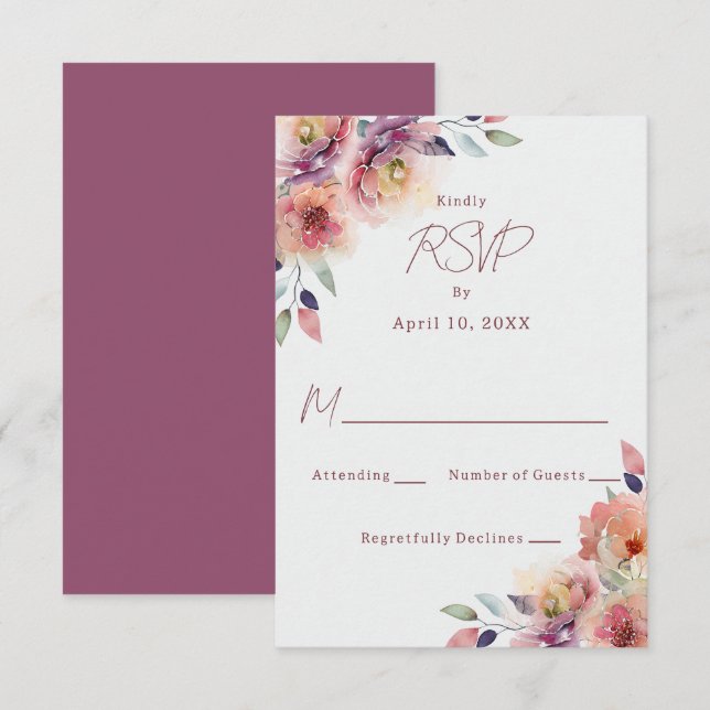 Blush Pink Flowers Wedding RSVP Response Card (Front/Back)