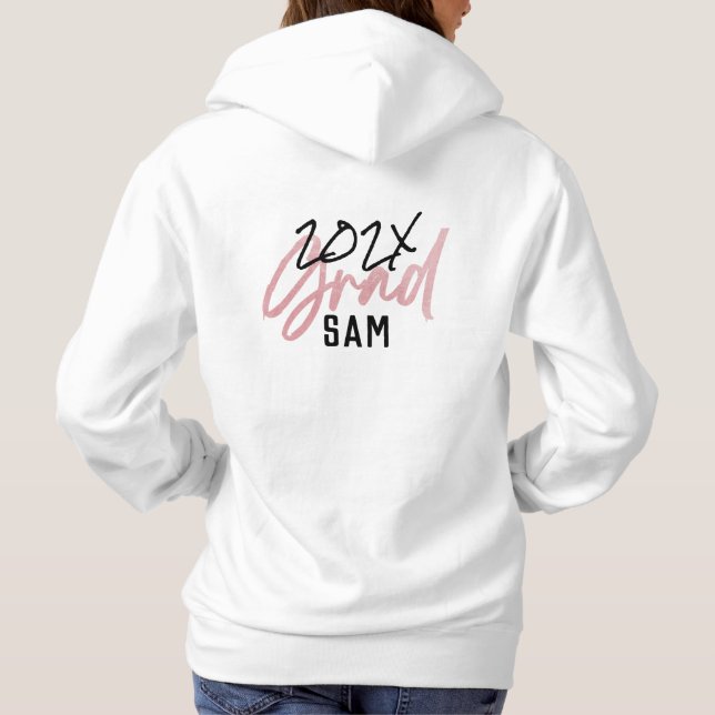 Blush Pink Foil Grad Year Custom Chic Hoodie (Back)