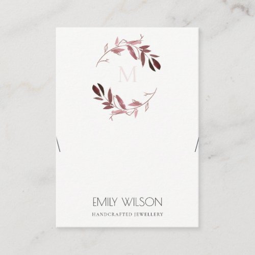 BLUSH PINK FOLIAGE MONOGRAM BRACELET DISPLAY LOGO BUSINESS CARD