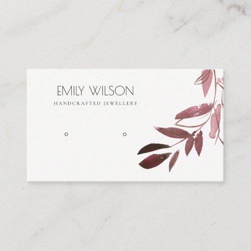 BLUSH PINK FOLIAGE WATERCOLOR EARRING DISPLAY LOGO BUSINESS CARD