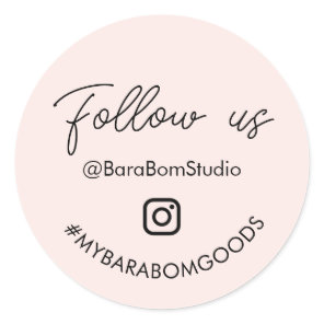 Blush Pink Follow us on Instagram Package Classic Round Sticker