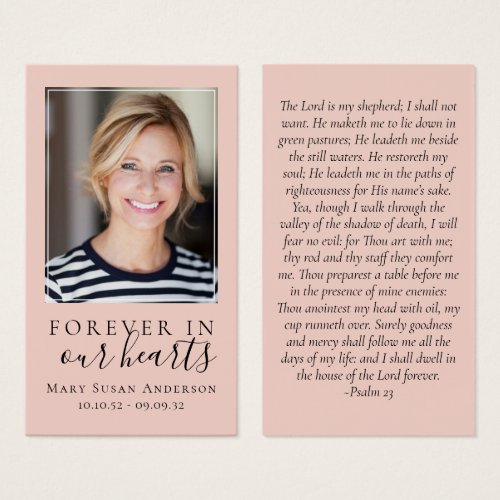Blush Pink Forever in Our Hearts Memorial Card