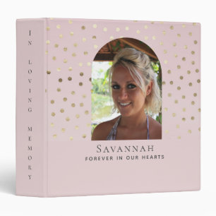 Blush Pink Forever in our hearts Photo Memorial 3 Ring Binder